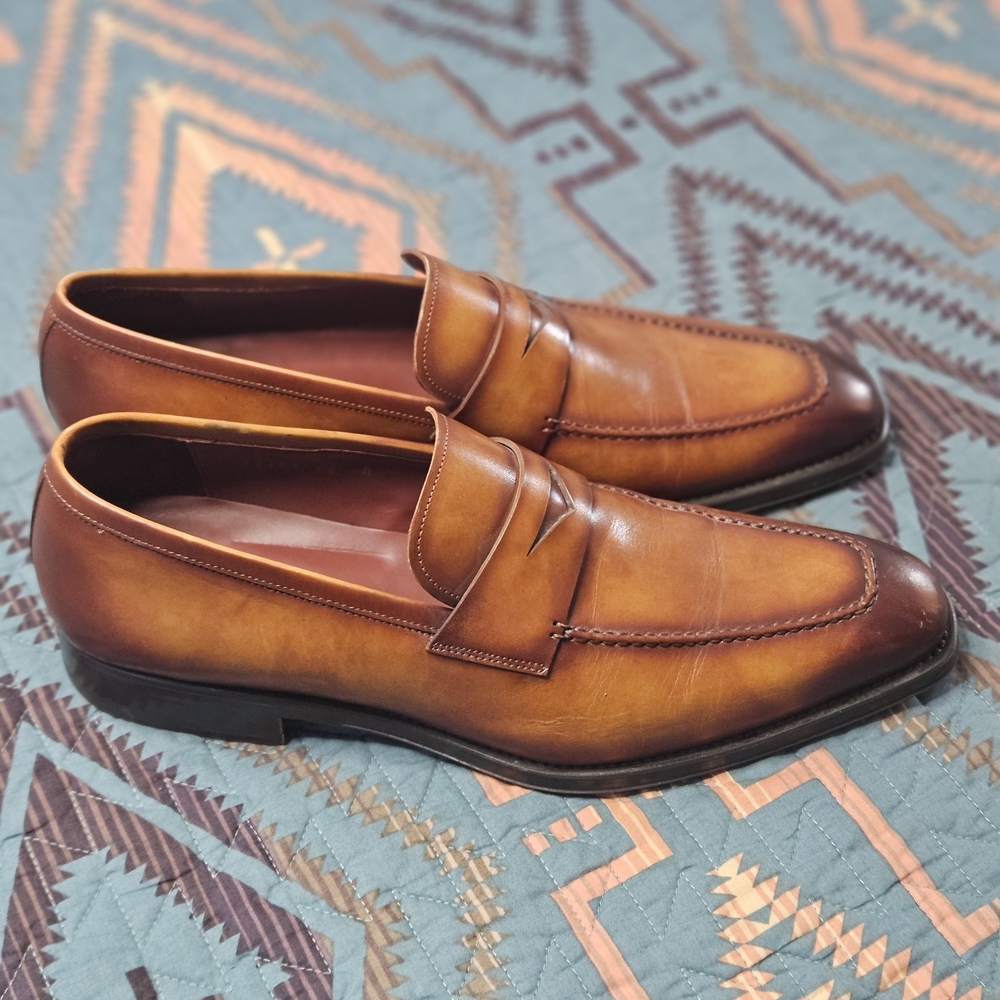 Magnanni Tan Leather Slip-On Loafers